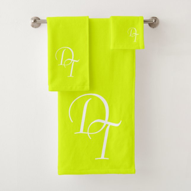Mit Monogramm - Vollfarben fluoreszierend Badhandtuch Set (Insitu)