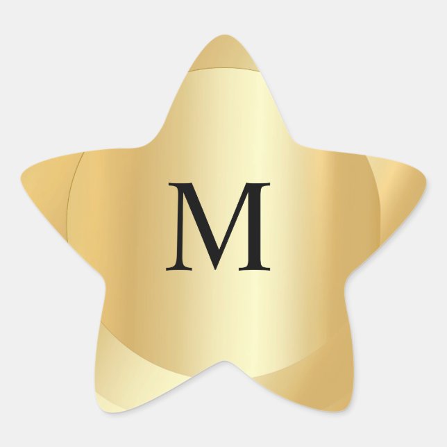 Mit Monogramm Vorlage Benutzerdefinierte elegante  Stern-Aufkleber (Vorderseite)