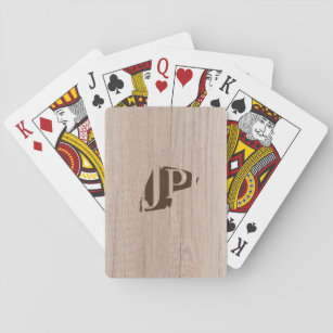 Mit Monogramm Vorlage Modernes, elegantes Holz Spielkarten
