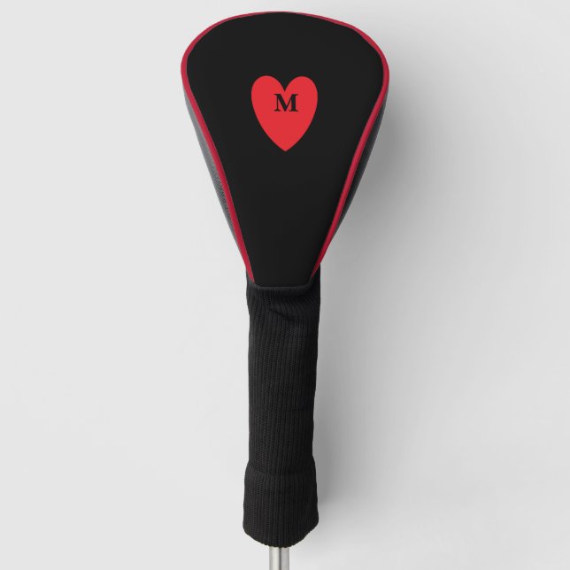 Mit Monogramm Vorname Schwarz Cool Golf Headcover (Vorderseite)