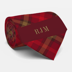 Mit Monogramm Vorstöße und Kariert rot Krawatte