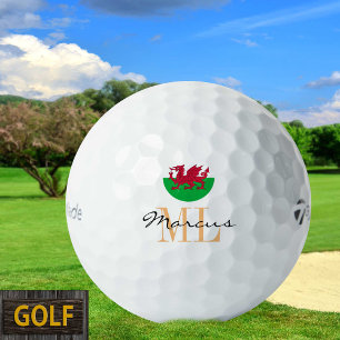 Mit Monogramm walisische Flagge / Wales / Cymru Go Golfball