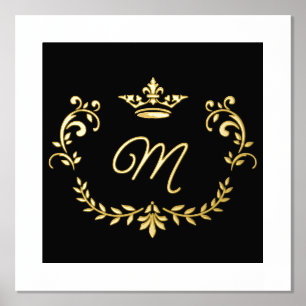 Mit Monogramm Wappen aus Weiß und Goldkrone Foliendrucke