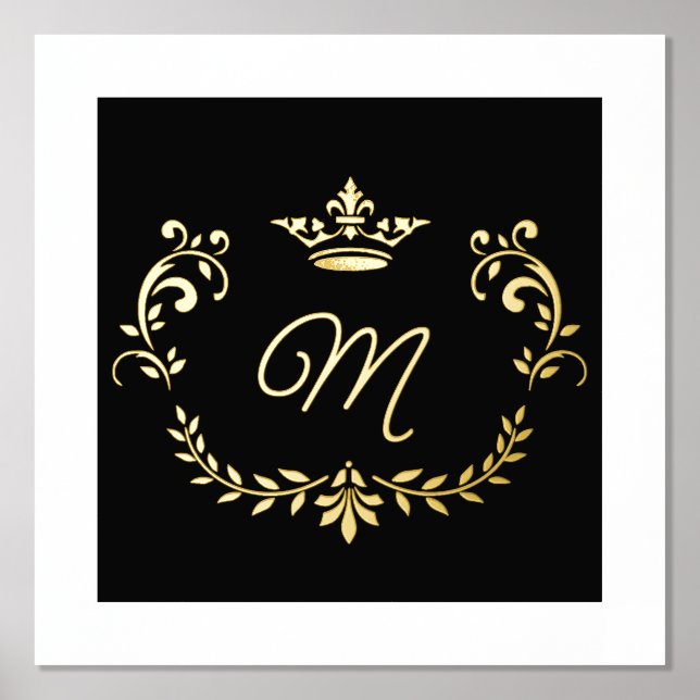 Mit Monogramm Wappen aus Weiß und Goldkrone Foliendrucke (Vorderseite)