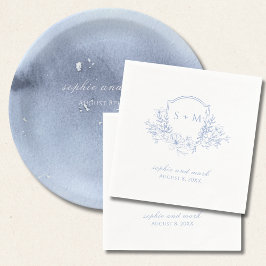 Mit Monogramm Wappen Blauer Blume Serviette