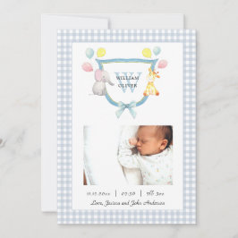 Mit Monogramm Wappen mit Aquarelltier Geburt Ankündigung