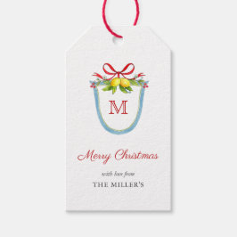 Mit Monogramm Wappen mit Lemons Frohe Weihnachten Geschenkanhänger