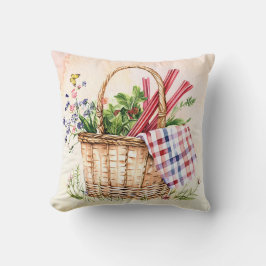 Mit Monogramm Wasserfarbe Rote Rhubarb und Kräuter Kissen