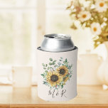 Mit Monogramm Wasserfarbe Vintag Rustikale Sonnenb Dosenkühler<br><div class="desc">Fügen Sie Ihrer Gastgeschenk Hochzeit Vintagen Charme mit unserer Mit Monogramm Wasserfarbe Vintag Sonnenblume kann kühlen! Personalisieren Sie es für eine einzigartige Touch. Ideal für Herbsthochzeiten.</div>