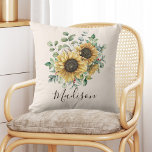 Mit Monogramm Wasserfarbe Vintag Rustikale Sonnenb Kissen<br><div class="desc">Fügen Sie Ihrer Wohngestaltung Vintagen Charme mit unserem Mit Monogramm Watercolor Vintag Sonnenblumenkissen! Personalisieren Sie es für eine einzigartige Touch.</div>