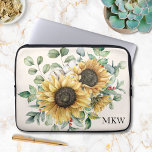 Mit Monogramm Wasserfarbe Vintag Rustikale Sonnenb Laptopschutzhülle<br><div class="desc">Fügen Sie Ihrem Laptop Vintagen Charme mit unserem Mit Monogramm Watercolor Vintag Sonnenblumendusche Laptop-Ärmel hinzu! Personalisieren Sie es für eine einzigartige Touch.</div>