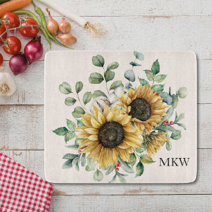 Mit Monogramm Wasserfarbe Vintag Rustikale Sonnenb Schneidebrett