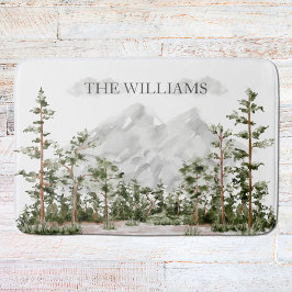 Mit Monogramm Wasserfarbengebirge und Wald Badematte