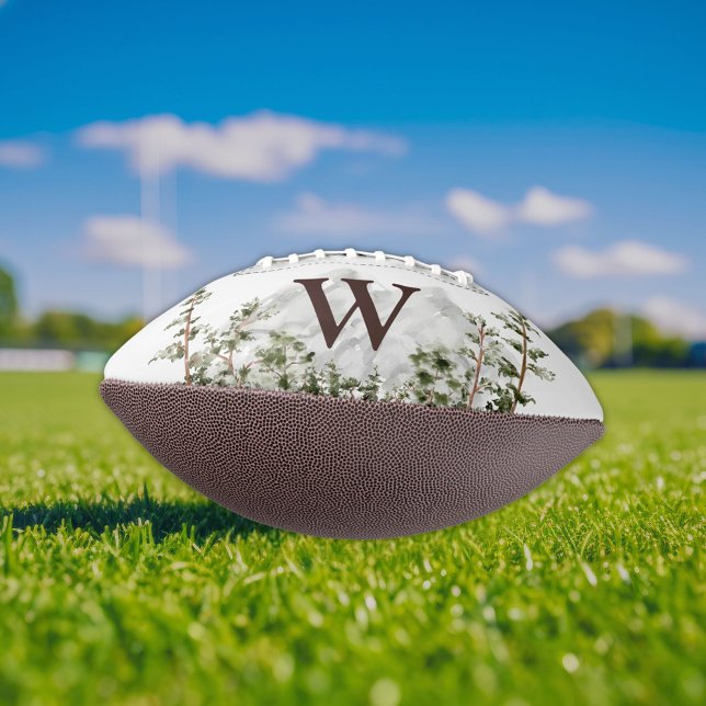 Mit Monogramm Wasserfarbengebirge und Wald Football (In situ)