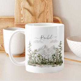 Mit Monogramm Wasserfarbengebirge und Wald Kaffeetasse