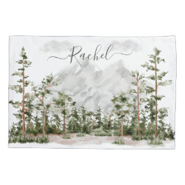 Mit Monogramm Wasserfarbengebirge und Wald Kissenbezug