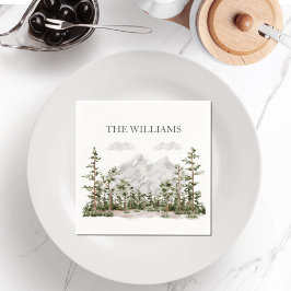 Mit Monogramm Wasserfarbengebirge und Wald Serviette