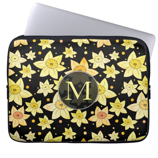 Mit Monogramm Watercolor-Muster Laptopschutzhülle (Vorderseite)