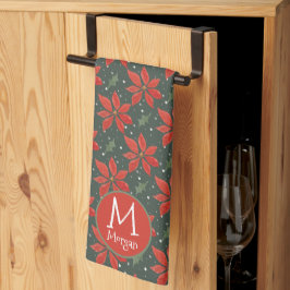 Mit Monogramm Watercolor Poinsettia Muster Geschirrtuch