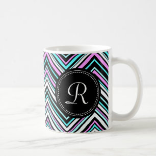 Mit Monogramm weibliches Stammmuster Zickzack Kaffeetasse