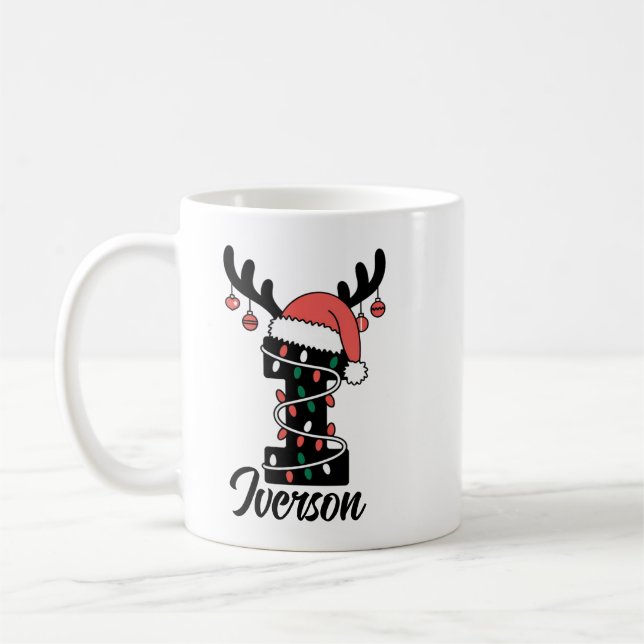 Mit Monogramm Weihnachten |Personalisierter Urlaub Kaffeetasse (Links)