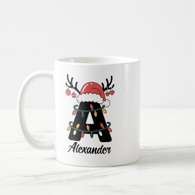 Mit Monogramm Weihnachten |Personalisierter Urlaub Kaffeetasse (Links)