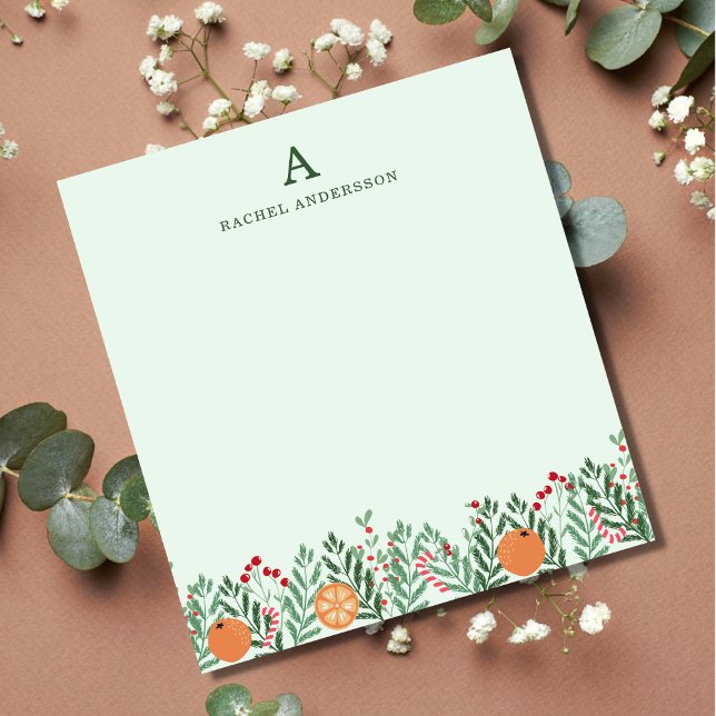Mit Monogramm Weihnachts-Blume Notepad Notizblock (Von Creator hochgeladen)
