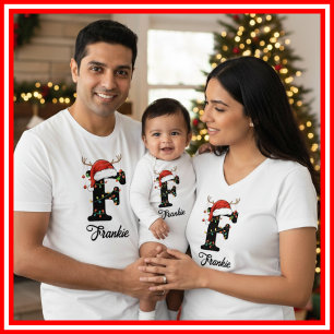 Mit Monogramm Weihnachtsantler-Weihnachtsmannmütze T-Shirt