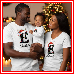 Mit Monogramm Weihnachtsantler-Weihnachtsmannmütze T-Shirt