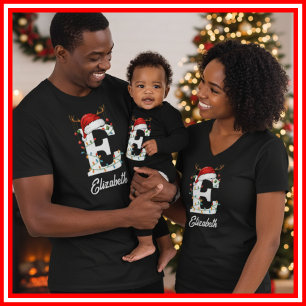 Mit Monogramm Weihnachtsantler-Weihnachtsmannmütze T-Shirt