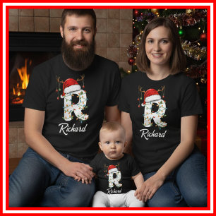Mit Monogramm Weihnachtsantler-Weihnachtsmannmütze T-Shirt