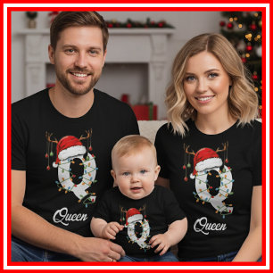 Mit Monogramm Weihnachtsantler-Weihnachtsmannmütze T-Shirt