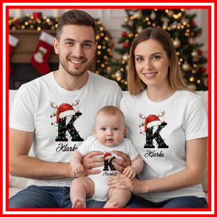 Mit Monogramm Weihnachtsantler-Weihnachtsmannmütze T-Shirt
