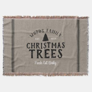 Mit Monogramm Weihnachtsbaumfarm Grain Sack Decke