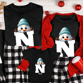 Mit Monogramm Weihnachtsfamilie Custom Niedlich Sn T-Shirt