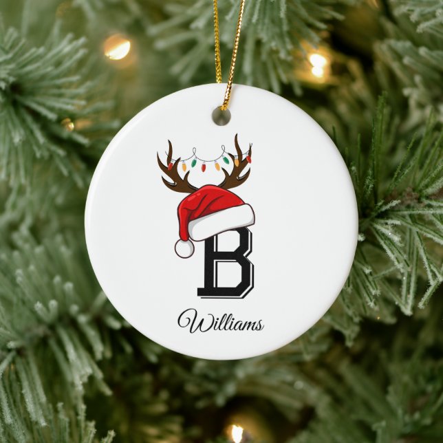 Mit Monogramm Weihnachtsmatte Keramik Ornament (Baum)