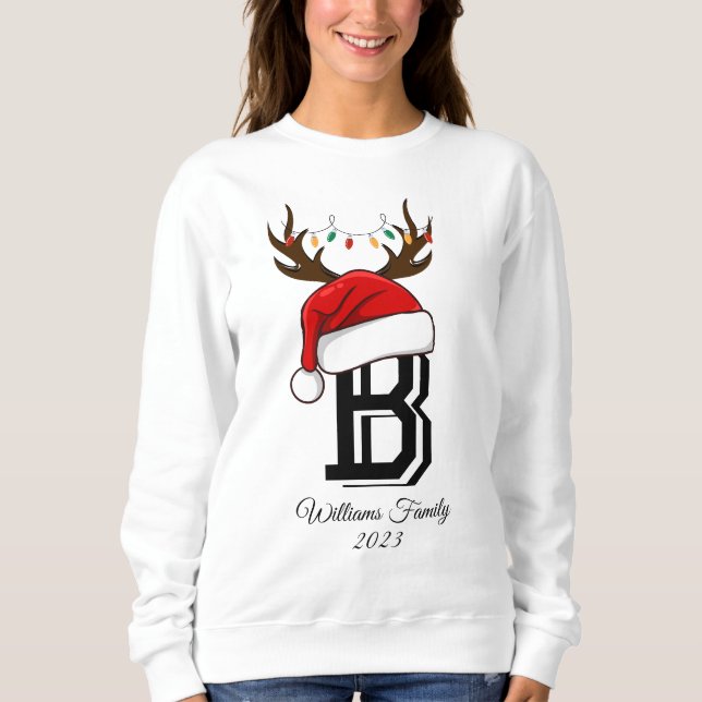 Mit Monogramm Weihnachtsmatte Sweatshirt (Vorderseite)