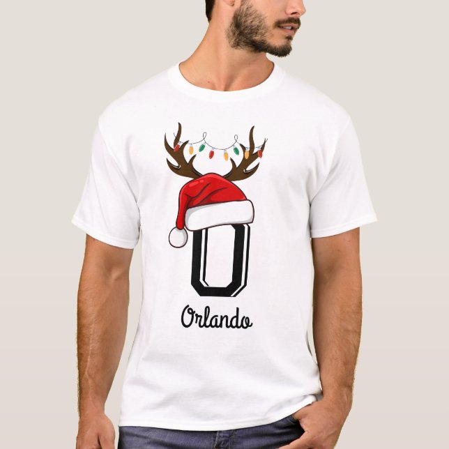 Mit Monogramm Weihnachtsmatte T-Shirt (Vorderseite)