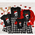 Mit Monogramm Weihnachtsmatte T-Shirt<br><div class="desc">Mit Monogramm Weihnachtsfamilien - Shirts passend zum Outfit</div>