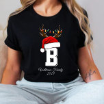 Mit Monogramm Weihnachtsmatte T-Shirt<br><div class="desc">Mit Monogramm Weihnachtsfamilien - Shirts passend zum Outfit</div>