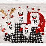 Mit Monogramm Weihnachtsmatte T-Shirt<br><div class="desc">Mit Monogramm Weihnachtsfamilien - Shirts passend zum Outfit</div>