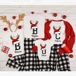 Mit Monogramm Weihnachtsmatte T-Shirt<br><div class="desc">Mit Monogramm Weihnachtsfamilien - Shirts passend zum Outfit</div>