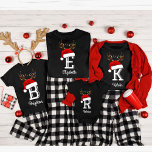 Mit Monogramm Weihnachtsmatte T-Shirt<br><div class="desc">Mit Monogramm Weihnachtsfamilien - Shirts passend zum Outfit</div>