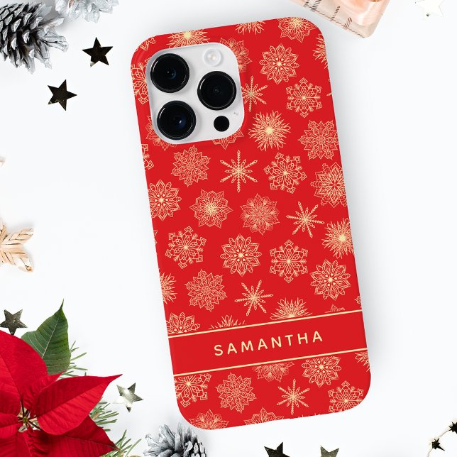 Mit Monogramm Weihnachtsschneeflocken Case-Mate iPhone 14 Pro Max Hülle (Von Creator hochgeladen)
