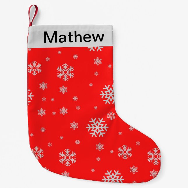 Mit Monogramm Weihnachtsschneeflocken niedlich Kleiner Weihnachtsstrumpf (Vorderseite)