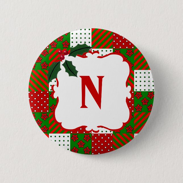 Mit Monogramm Weihnachtssteppdecken-Patchwork Button (Vorderseite)