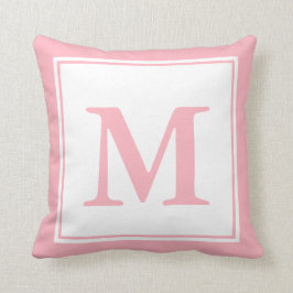 mit Monogramm weiß und blassrosa Kissen