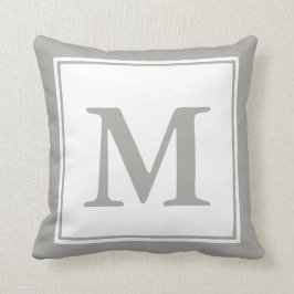 Mit Monogramm Weiß und Grau Kissen
