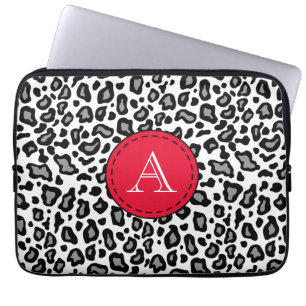 Mit Monogramm weißer Leopard-Laptop-Sieb Laptopschutzhülle
