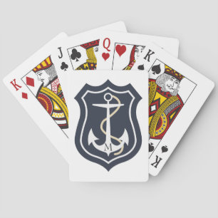 Mit Monogramm weißer Nautikanker Spielkarten